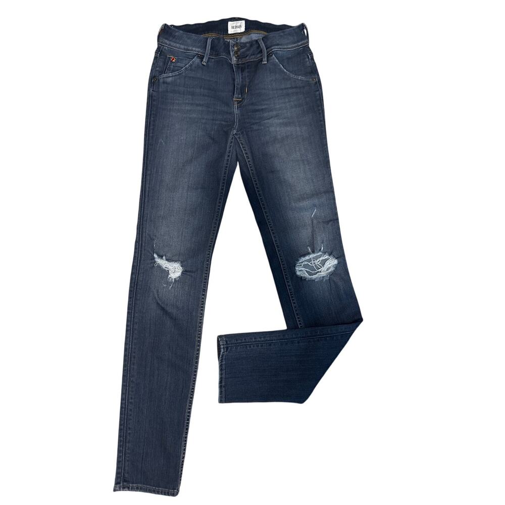Hudson Jeans Women Size 26 Collin Midrise Skinny Distressed Blue Denim‎ Pants